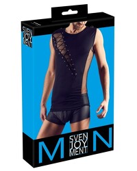 Shirt mit Netz-Einsätzen, Schnürung und D-Ringen